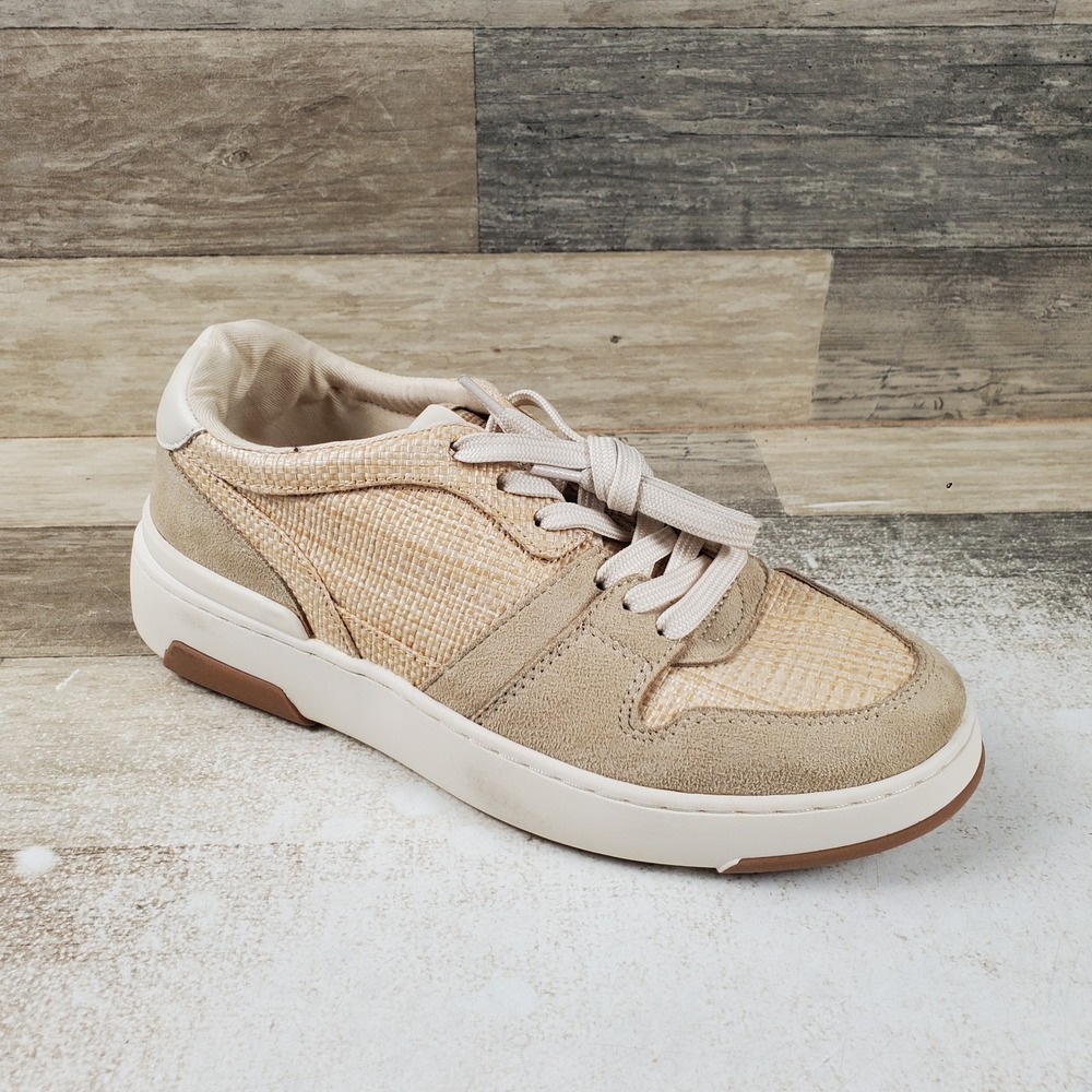 Steven New York Finn Court Shoe Womens Sz 7.5 M Natural Raffia Round Toe Sneaker